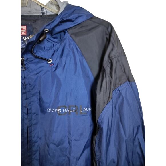M630) Vtg Chaps Ralph Lauren Blue Nylon Windbreaker Rain Jacket Medium - Picture 7 of 10